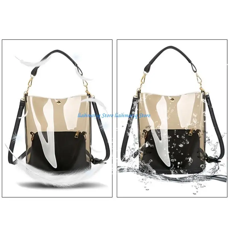 

573B Gorgeous Semi-clear PVC Handbag Jelly Bag houlder Bag 2 in 1 Bag Gift for Wife
