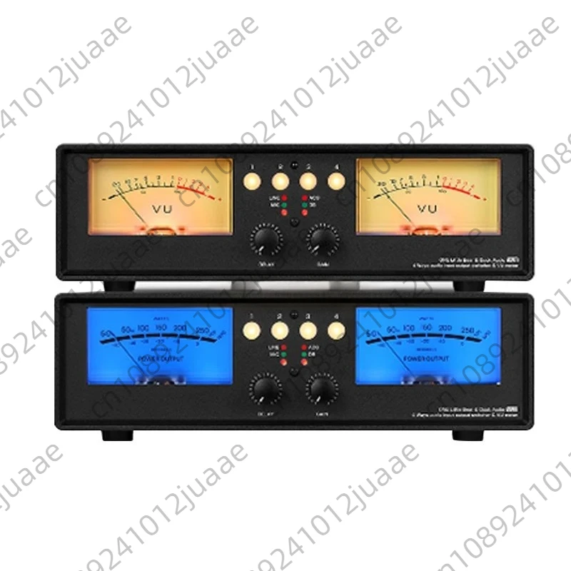 VU2 4-IN-1-OUT Switcher Box Amplifier/Speaker Selector with VU Meter Dual Analog VU Meter DB Panel Display 2-way Amplifier