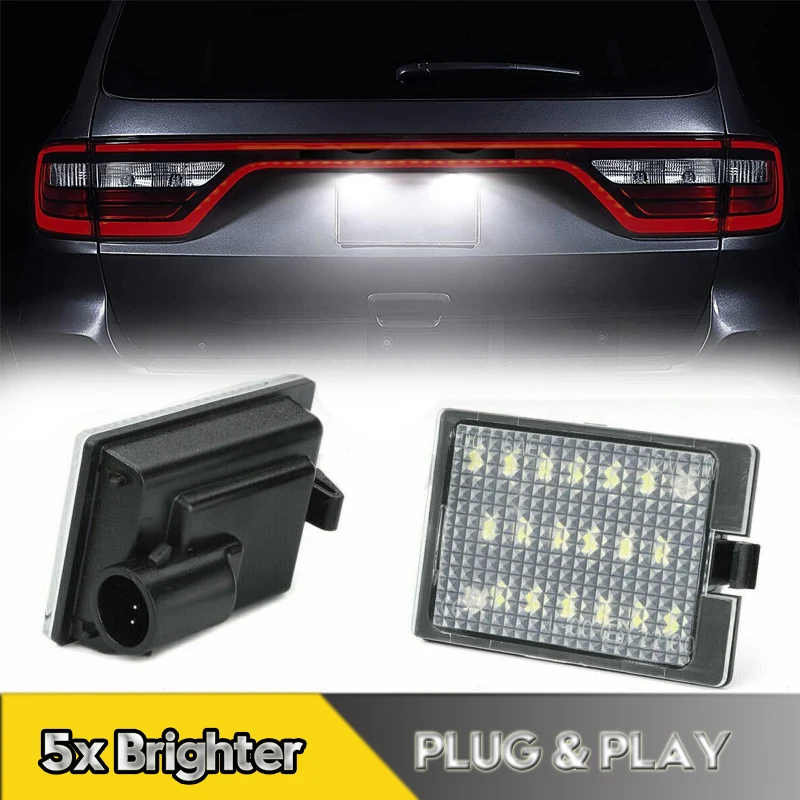 

2Pcs LED License Plate Lights For Dodge Durango 2014-2021 Super Bright Rear Number Plate Lamps Car Accessories OEM#68370520AA