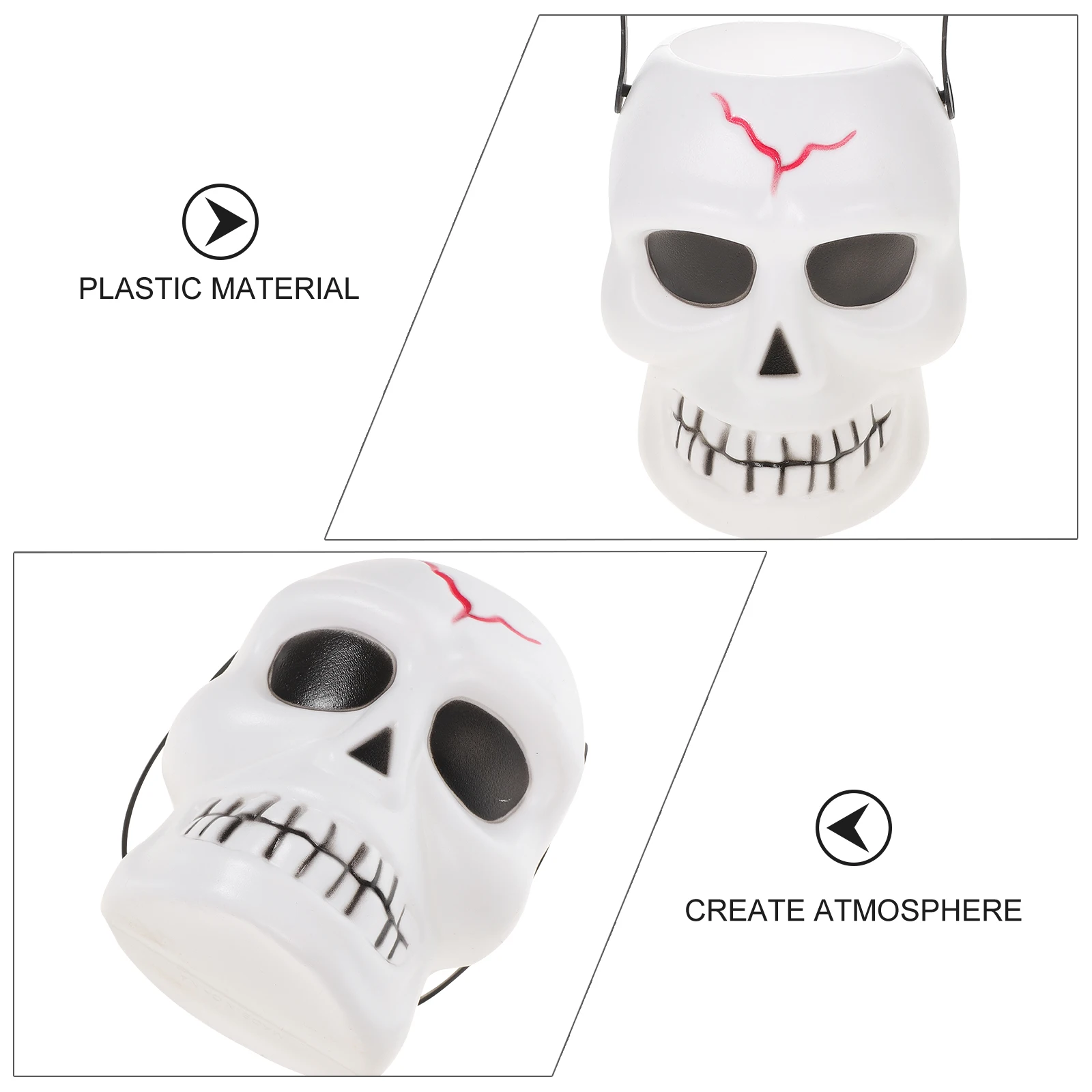 

Halloween Skull Jar Plastic Storage Container Home Decoration Horror Atmosphere Holders Snacks Bucket Halloween