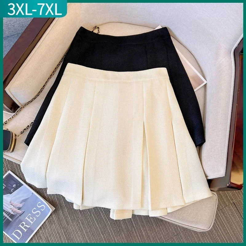 

Women Summer Plus Size Skirt Fashion Casual A-line Gauze Street Pleated Mini Skirt 3XL 4XL 5XL 6XL 7XL Female Sexy Clothing