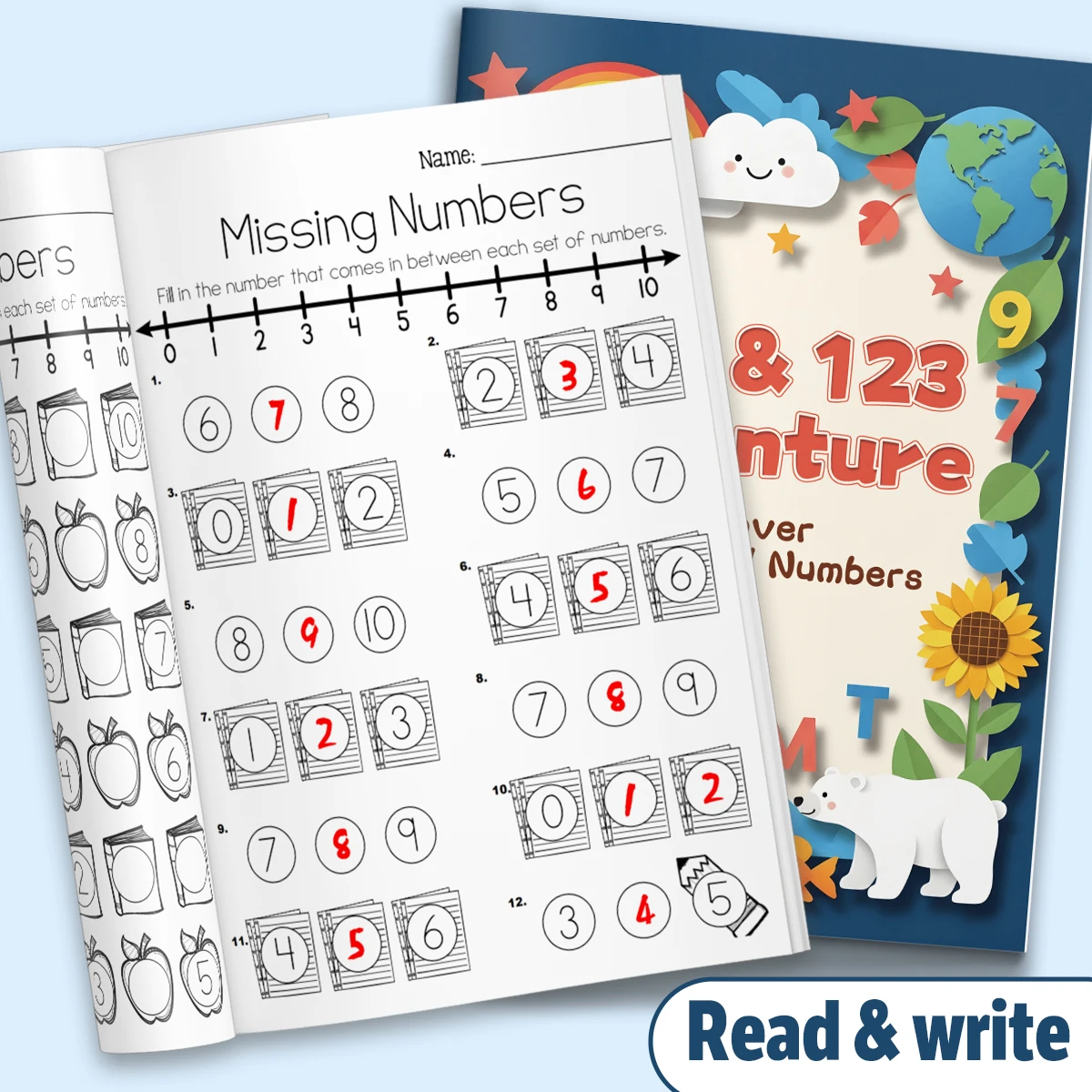 Kids Number Coloring Book, Preschool Activity Workbook, Number Recognition & Drawing, Concentration Training for Toddlers 2-6