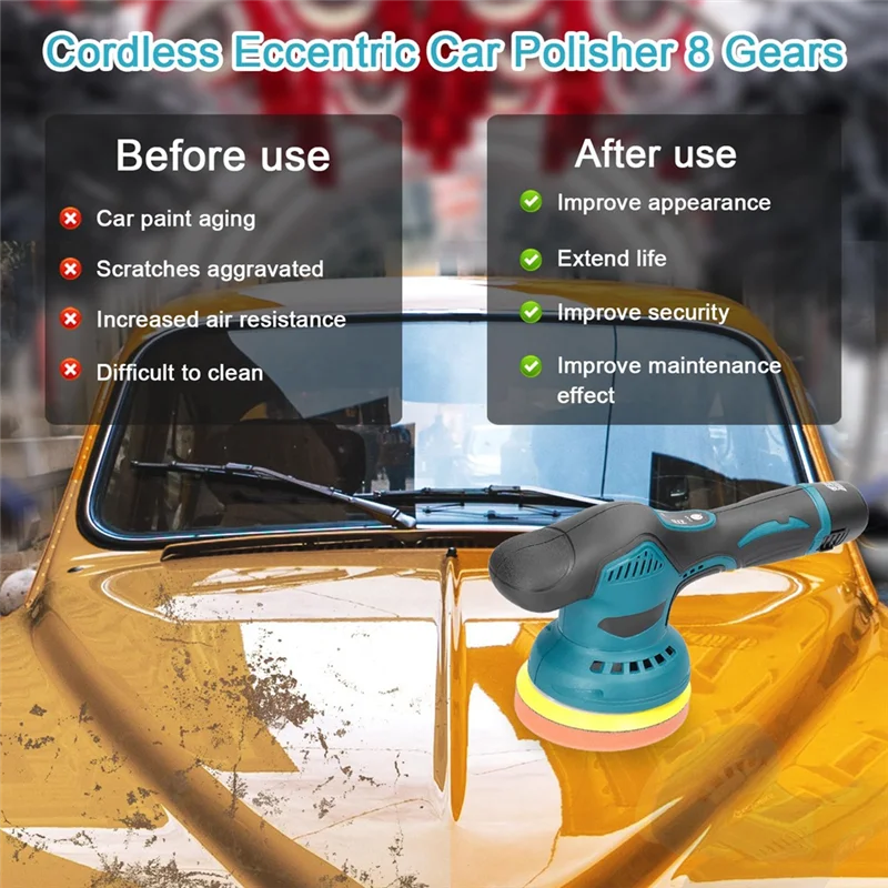 ABWZ-Waxing Machine Motor Car المخازن المؤقتة والملمعات عدة بطارية ليثيوم الملمع الولايات المتحدة التوصيل