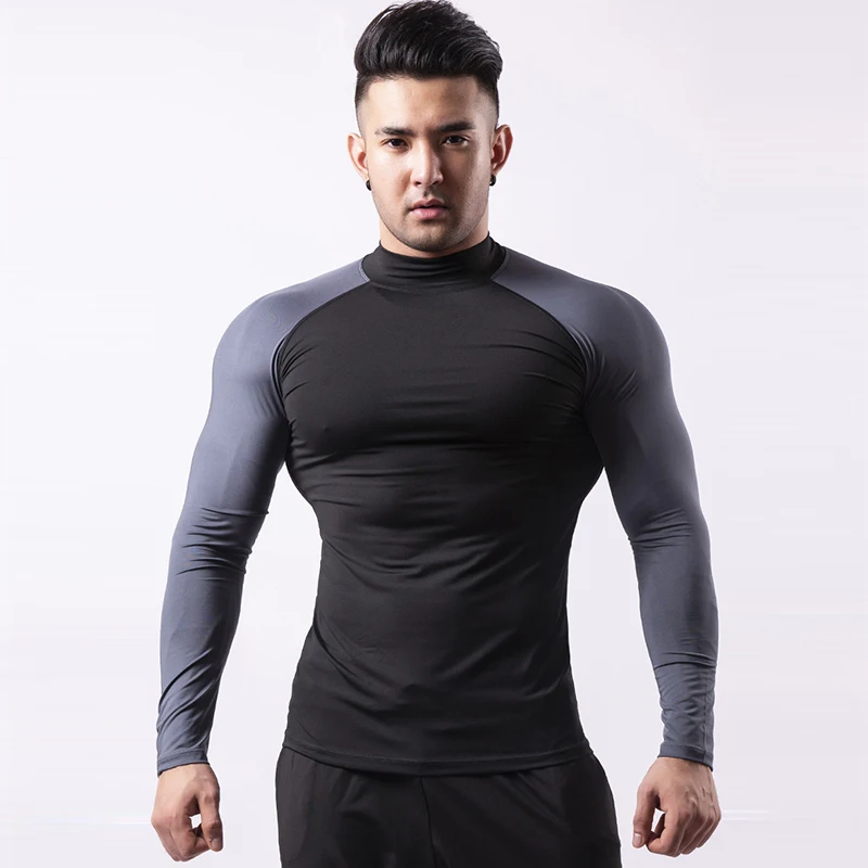 Men Compression Running T Shirt Fitness Tight Long Sleeve Sport tshirt Training Jogging Shirts Gym Sportswear Quick Dry rashgard