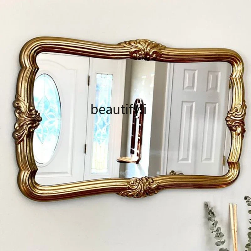 

B06 Retro special-shaped bathroom mirror, wall-mounted washstand, anti-fog mirror, European-style engraved vanity mirror