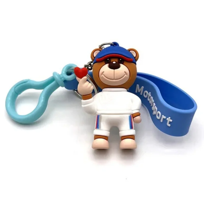 For BMW Bear Doll Keychain Cute Cartoon Creative Key Chain 4s Store Gift Car  Pendant Men and Women Universal Car Accessories