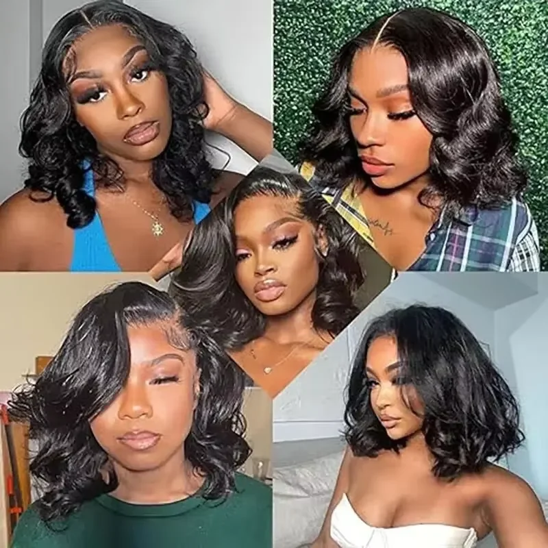 Short Bob 250% Density 13x4 HD Lace Front Human Hair Wigs Women Loose Body Wave Brazilian Lace Frontal Wigs Glueless Closure Wig image 5