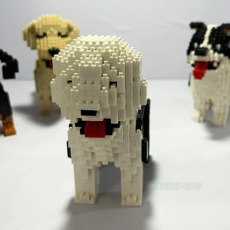 Cartoon Animal World Kawaii Old English Sheepdog Building Bricks Set Pet Dog Model DIY Mini Diamond Blocks Children\'s Toys