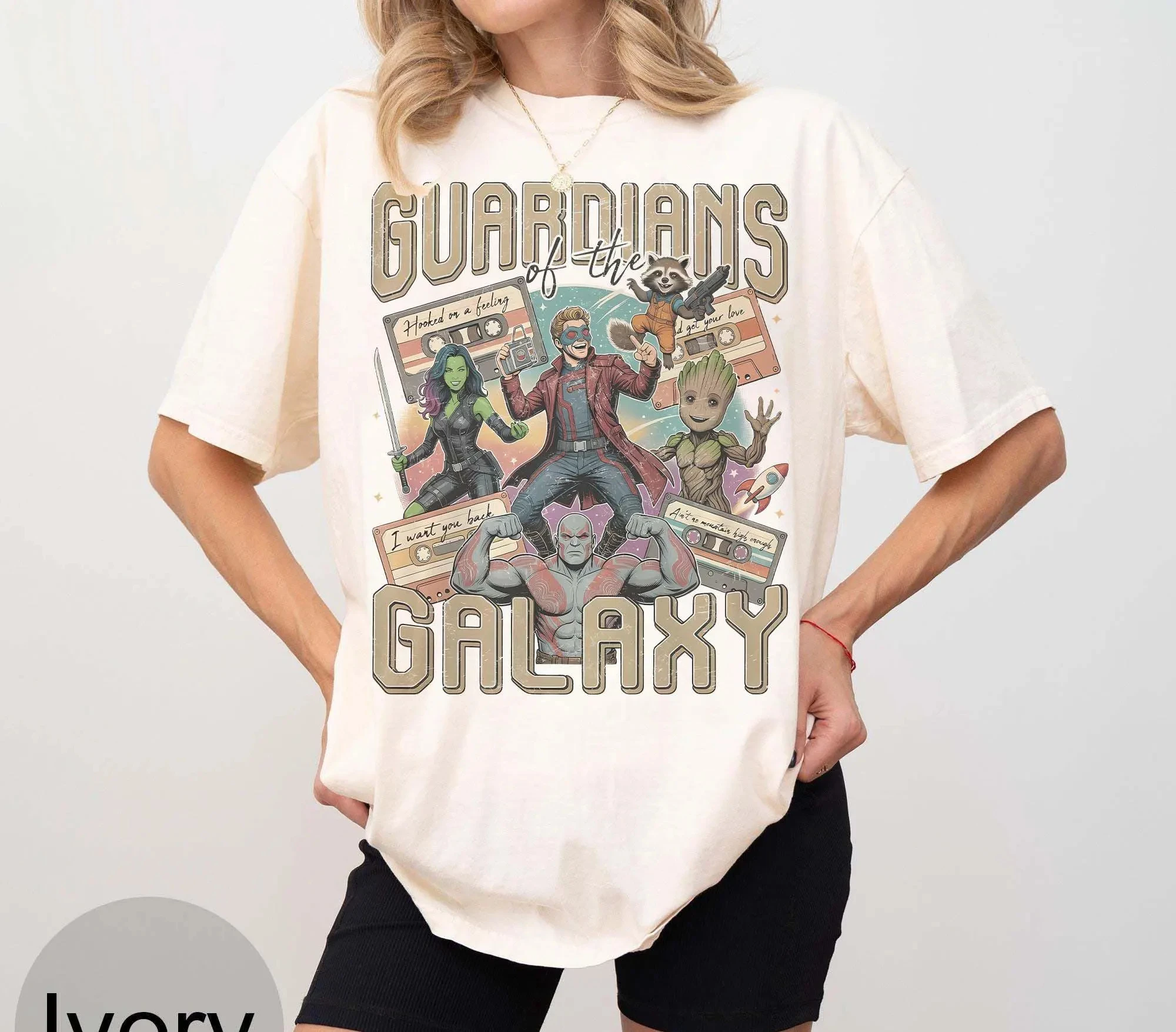 Guardians Of The Galaxy Graphic T‑Shirt, Unisex O‑Neck Short‑Sleeve Star Lord Vintage Avengers Team Trip Family Casual Fan Top