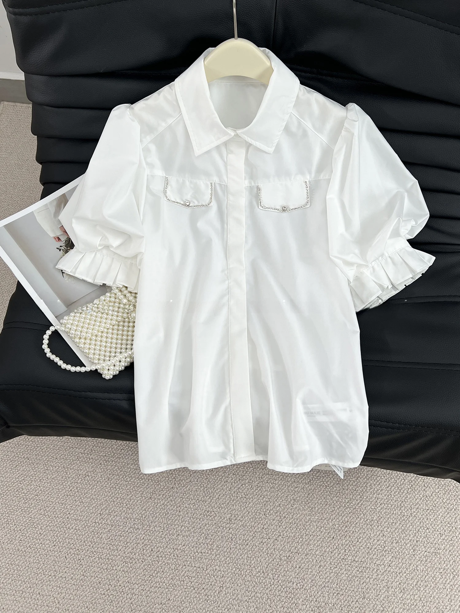 

Повседневный женский топ Laid-ba с воротником-стойкой Or Sve White irt, новый летний дизайн, дышащий