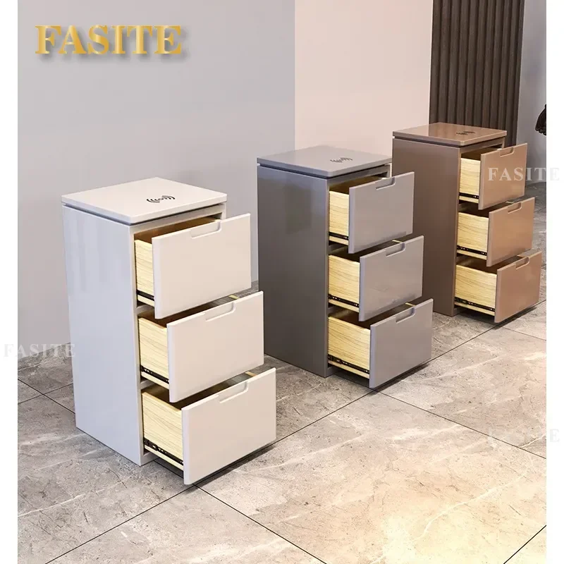 For Hair Barber Shop Tool Cabinet with Wireless Charging Solid Wood Storage Single Double Sided Locker Furniture