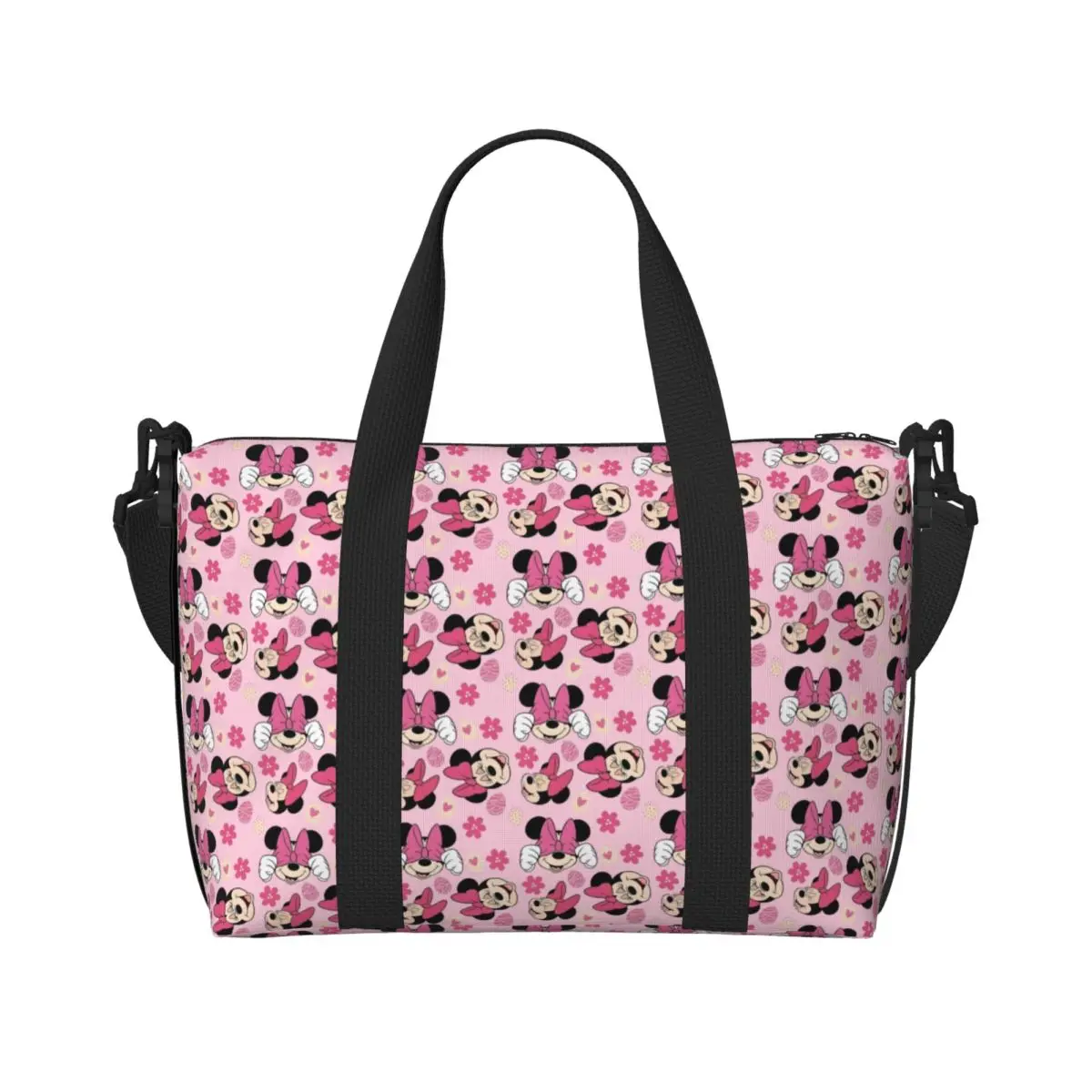 

Custom Mickey Mouse Groceries Tote Shopping Bags Women Large Capacity Pink Minnie Gym Beach Travel Bags