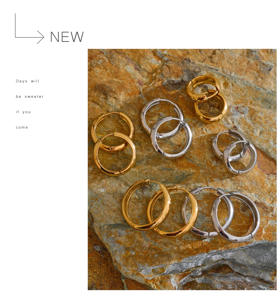 Yhpup 13/17/22 mm runde tägliche Creolen aus Edelstahl für Unisex, Herren und Damen, hochwertiger, vielseitiger Schmuck, wasserdicht, Japan – Detail 15