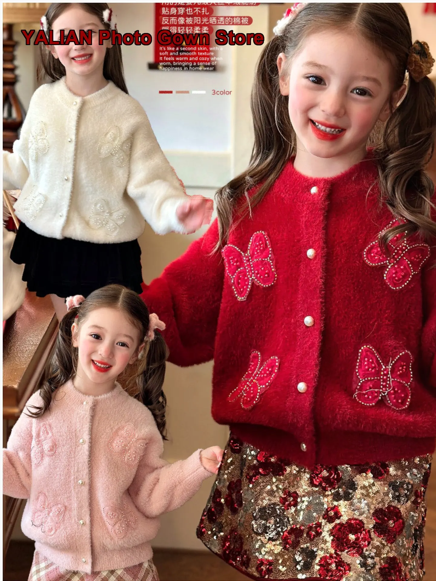 Girls Knit Coat Kids Spring Autumn Knit Jacket Cartoon Print Soft Casual Wear Newborn