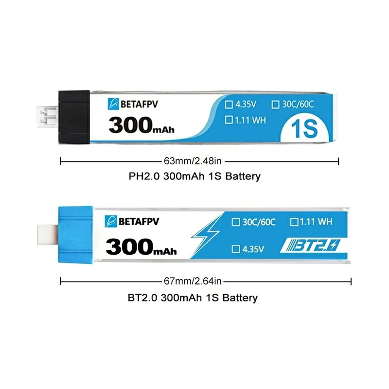 BETAFPV Cetus BT2.0 300mAh 1S 30C HV Battery (8pcs) for for Cetus Lite FPV/Cetus Kit Drone Battery