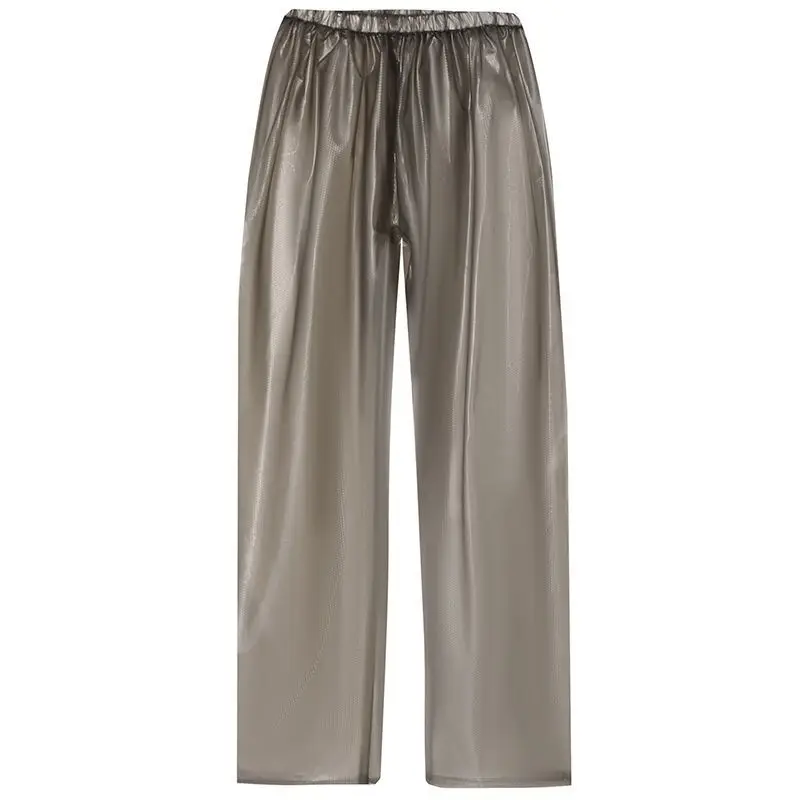 Sheer Solid Color Transparent PVC Trousers Waterproof Pants Loosen Easy Drop Off Thick Anti mosquito;