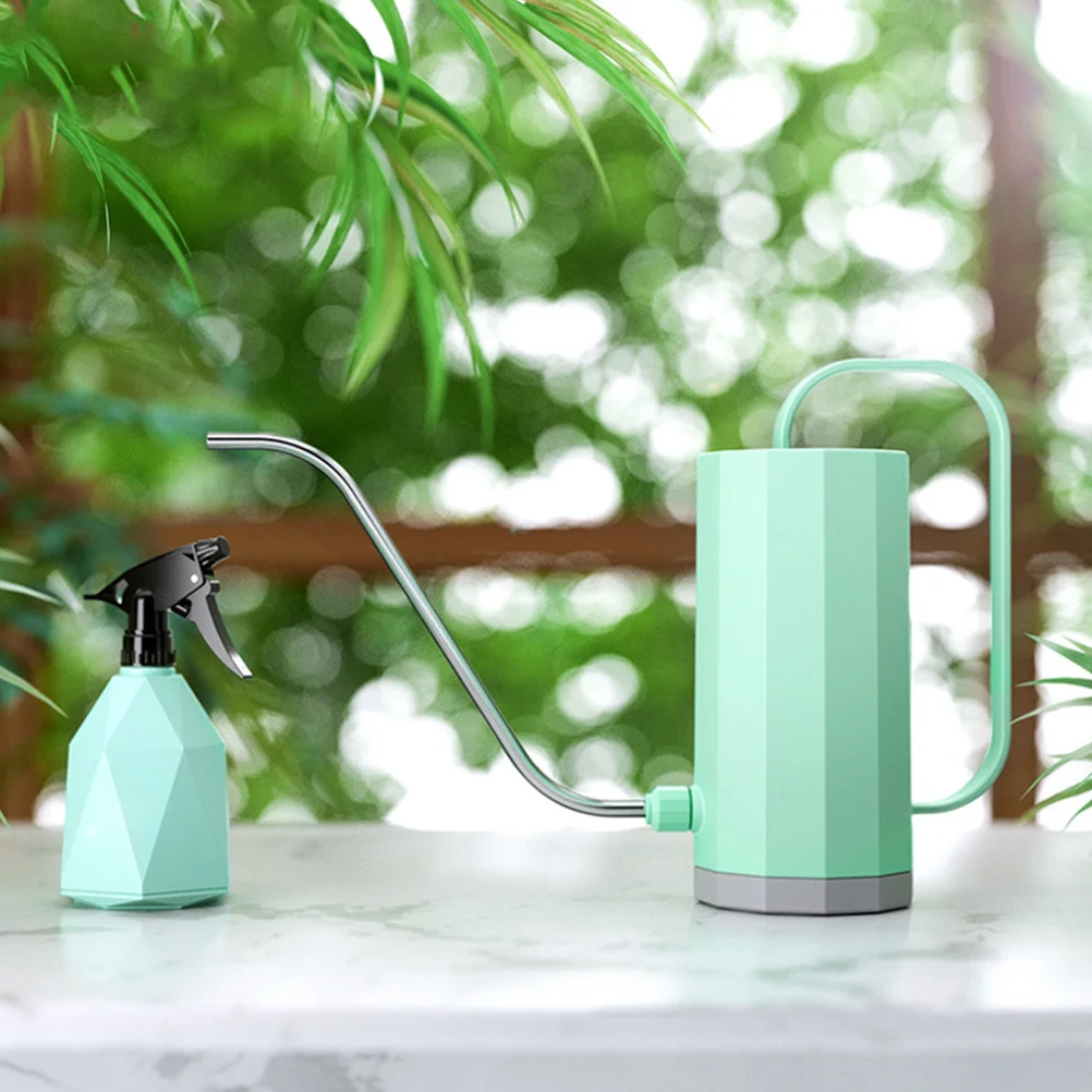 

1Pcs Plastic Watering Can 1200ml Mint Green Long Stainless Steel Spout Nordic Style Lightweight Garden Home Succulent Watering