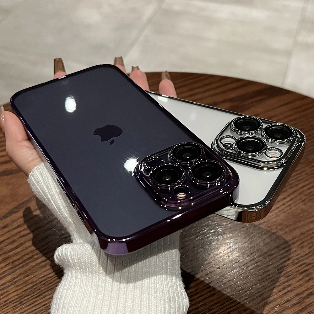 Luxury Plating Transparent Case For iPhone 11 13 12 14 Pro Max Mini Clear Cases For iPhone 14 XS Max XR X 8 7 6S 6 Plus SE Cover