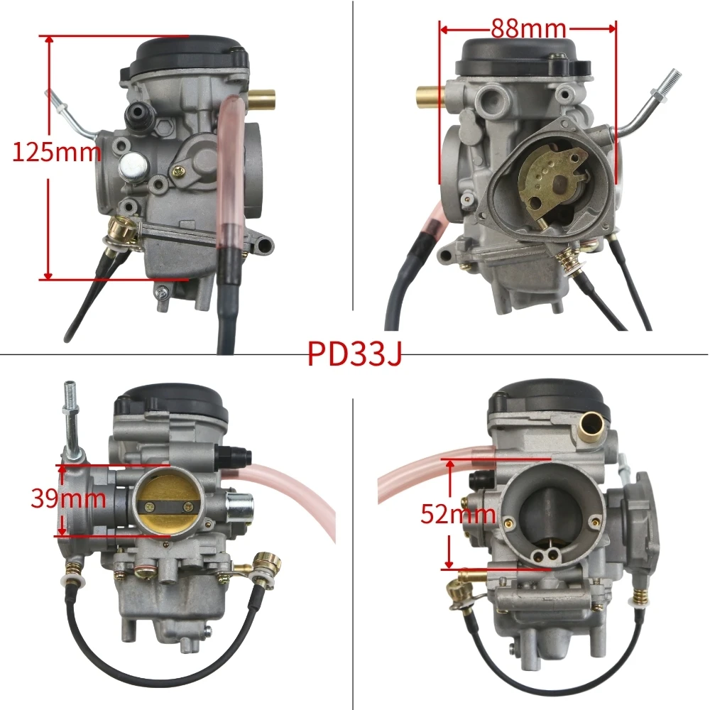 PD33J Motorcycle Carburetor For Yamaha YFM250 YFM350 YFM400 YFM450  Grizzly 350 400 450 Kodiak Big Bear 400 450 2WD 4X4 ATV Carb