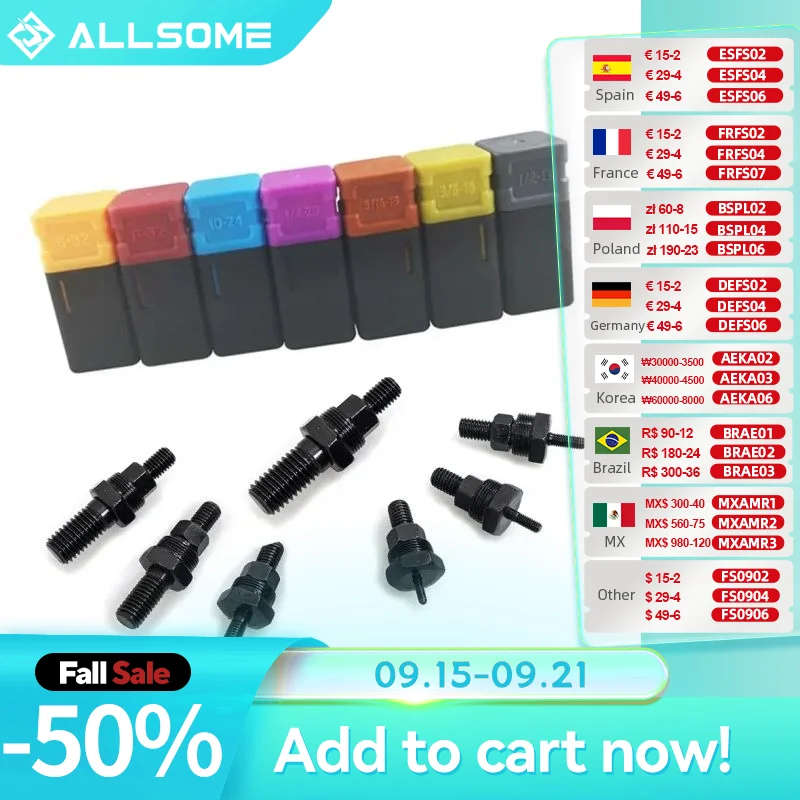 

ALLSOME Riveter Gun Part Threaded Mandrel Replacement For Hand Nut Rivet SAE 6-32 8-32 10-24 1/4-20 5/16-18 3/8-16 HT2777