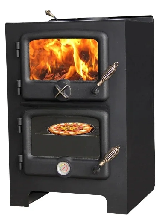 Stove with oven, freestanding wood fireplace with interior insert