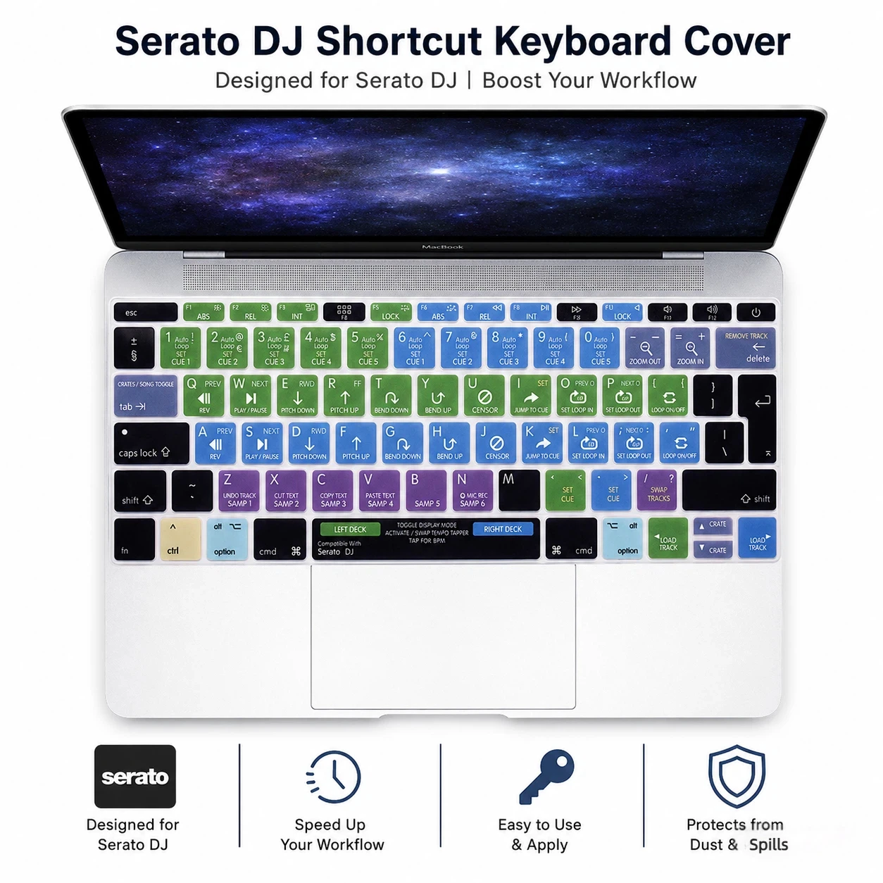 Cubierta de Teclado con Atajos de Teclado, Diseño ISO Europeo, Funda de Silicona para MacBook Pro 13" A1708 A1988, Protector para MacBook 12" A1534 A1931