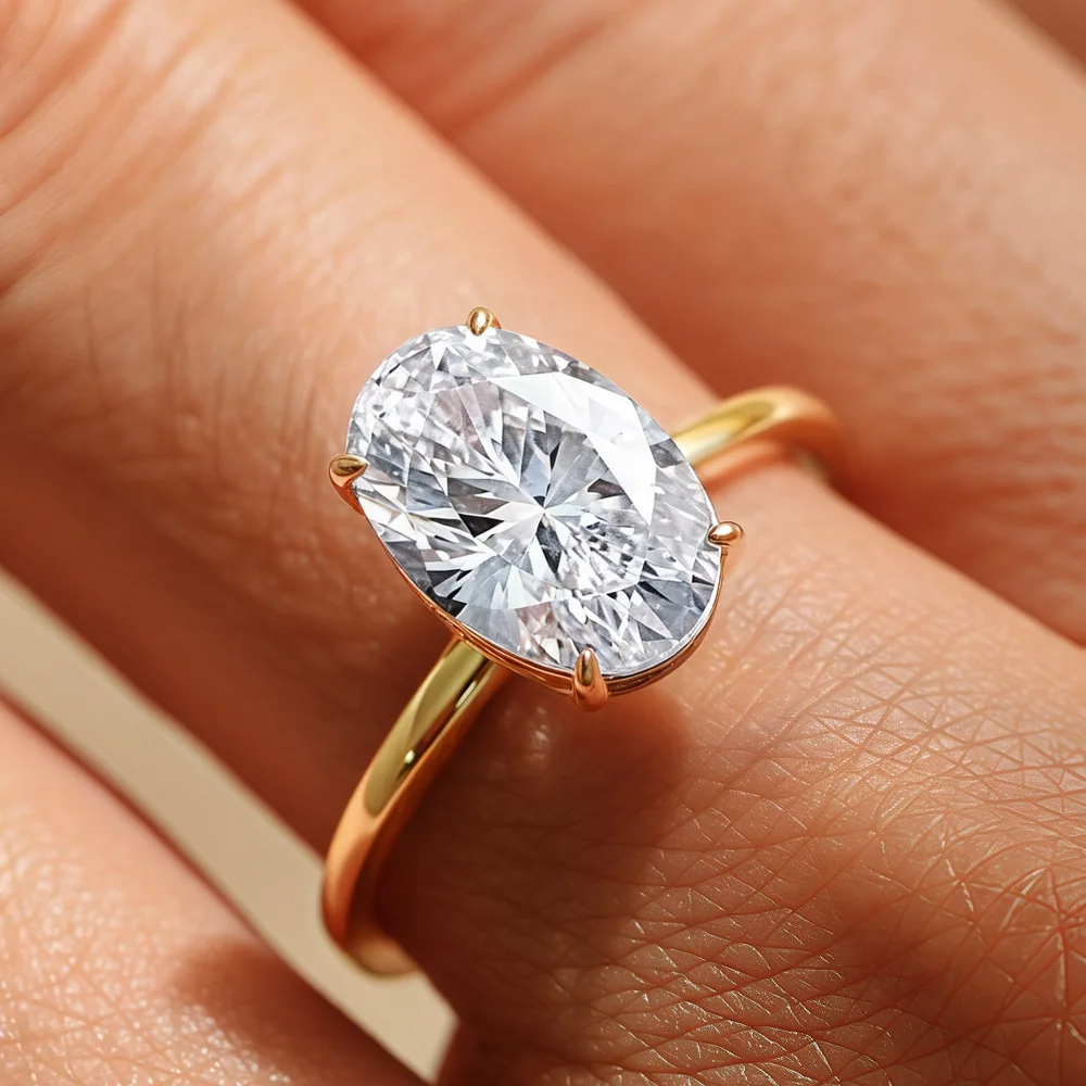 

Stunning 5CT D Color Moissanite Solitaire Ring. 18K Gold Plated S925 Silver for a Dazzling Sparkle. Luxury Fine Jewelry