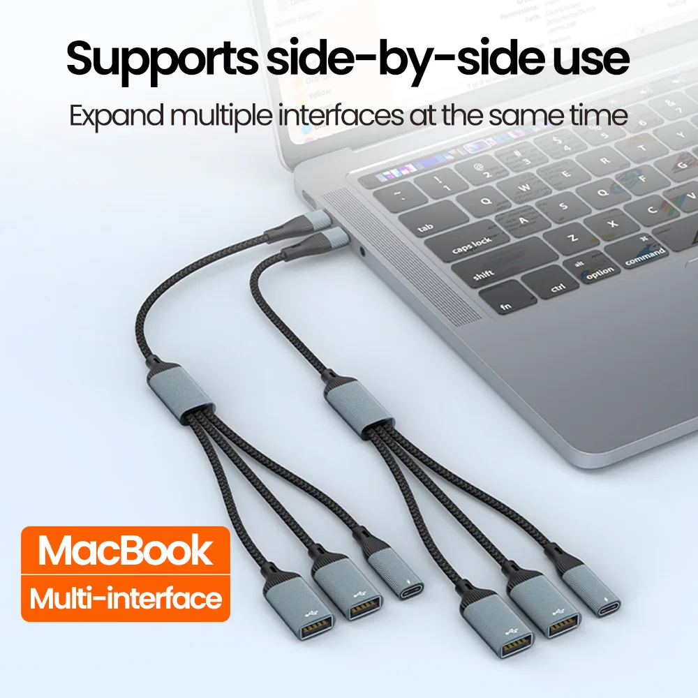PD 60w USB C Multi Ports Adapter Cable Fast Charging Type-C Male to USB+Type C Female Splitter OTG Data Transmission Connector