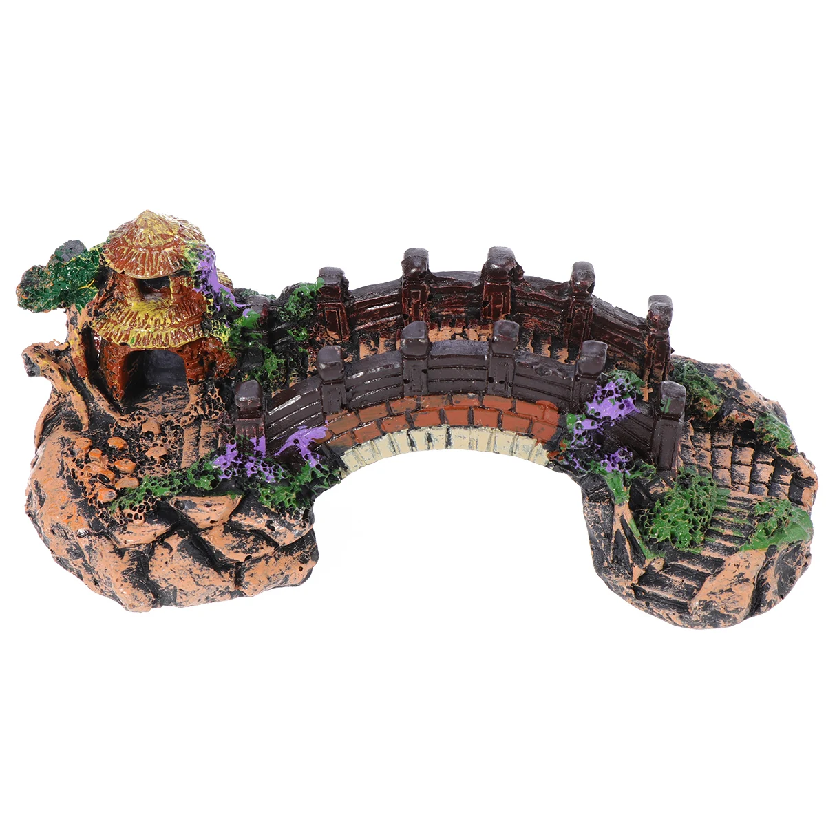 

Fish Tank Bridge Decorations Rockery Mountain Aquarium Resin Miniature Landscape Safe Non Toxic for Pets Habitat Nitrobacteria