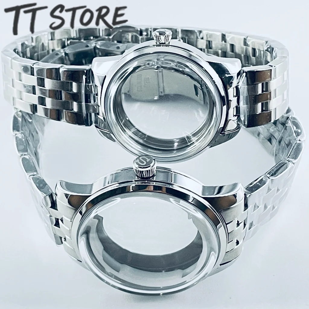 Stainless Steel Watch Case 33MM/40MM Arch Glass Transparent Backcover Silver for NH35 NH38 Movement Cocktails Watch Accessories image 5