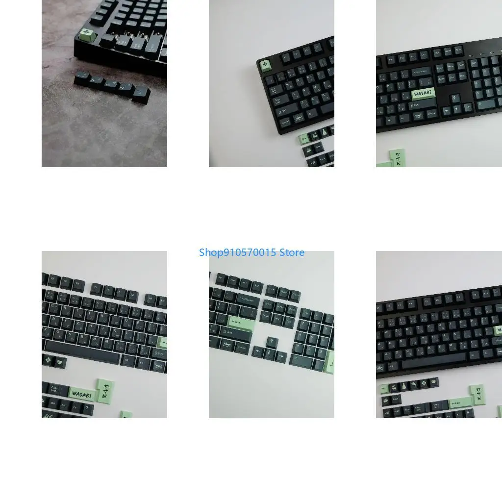 B95C PBT Cherry Mechanical Keyboard Keycaps Wasabi Mustard for 142-Key Dye Sub Keycap