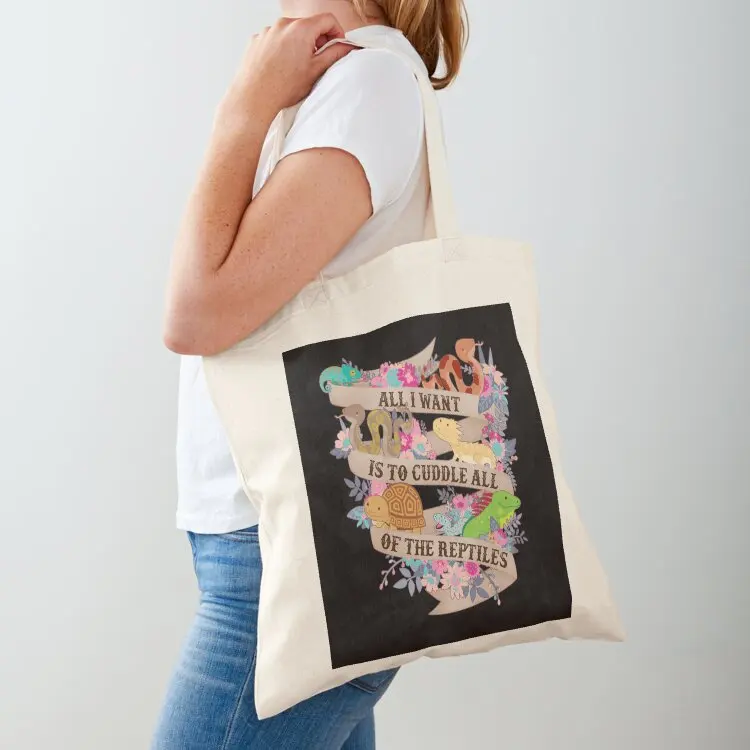 

Cuddle All Of The Reptiles Tote Bag Canvas stote bag Candy bags Canvas shoulder bag custom canvas