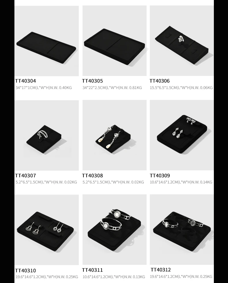 Oirlv Schwarze Schmuckablagen Organizer Display für Armreifen, Ringe, Ohrringe, Halsketten, Anhänger, Samt-Schmuckablagen, Schmuckgeschäft-Display-Set – Detail 7