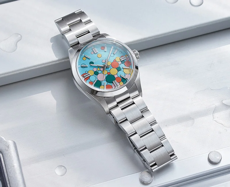 Scutumette S067 Klassische Herren-Automatikuhr mit festlichem Zifferblatt, luxuriöse Modeuhr, Edelstahl-Business-Armbanduhr als Geschenk – Detail 3