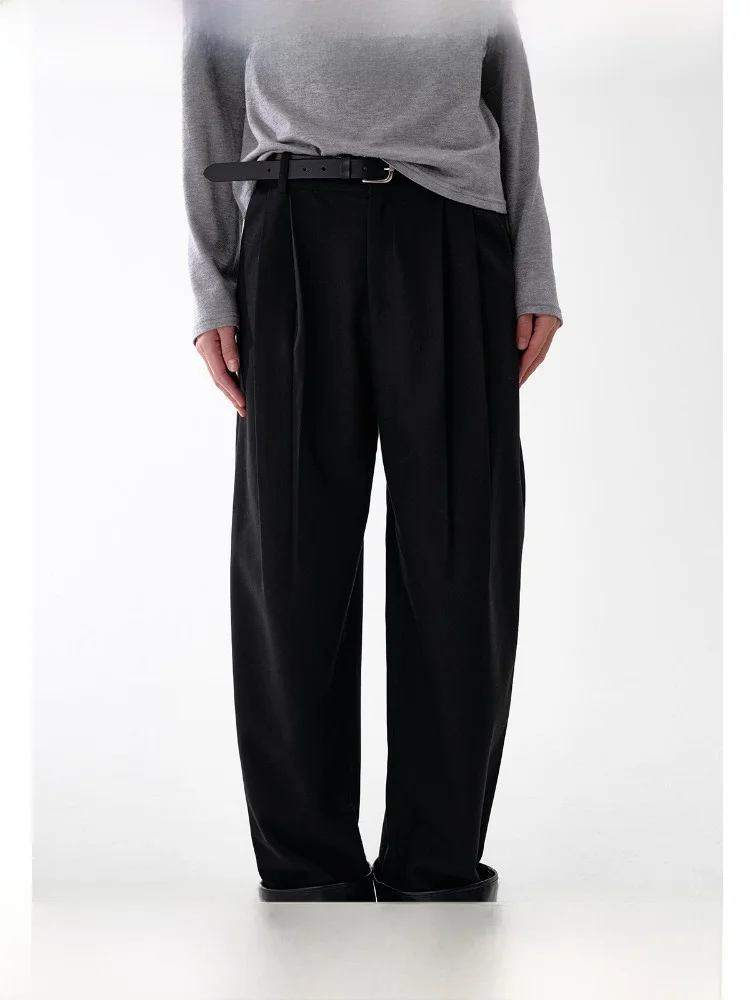 

Брюки женские Planites из смесовой шерсти и лиоцелла, с кожаными вставками, драпированные, повседневные, деловые, со средней посадкой, прямого кроя, длинные