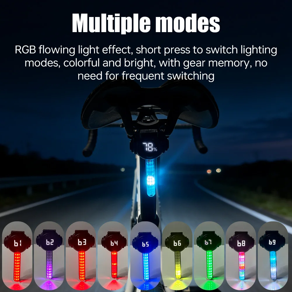 

X-TIGER Bike Tail Light 9 Modes Smart Brake Sensing Taillight Power Display Waterproof LED Rear Light for Road MTB Bicycle