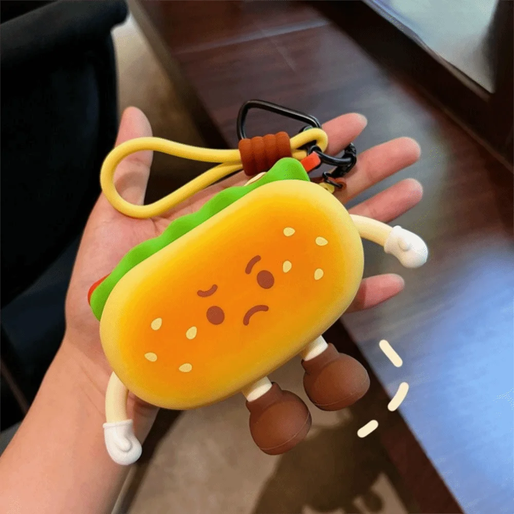 

Soft Silicone Cartoon Bread Coin Bag Portable Afternoon Tea Series Zipper Keys Pouch Reusable Realistic Looking