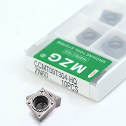 MZG 10pcs CCMT CCMT09T304 CCMT09T308 CCMT060204 MT FG HQ ZN60 Turning Boring Cutter CNC Lathe for Steel Processing Cermet Insert