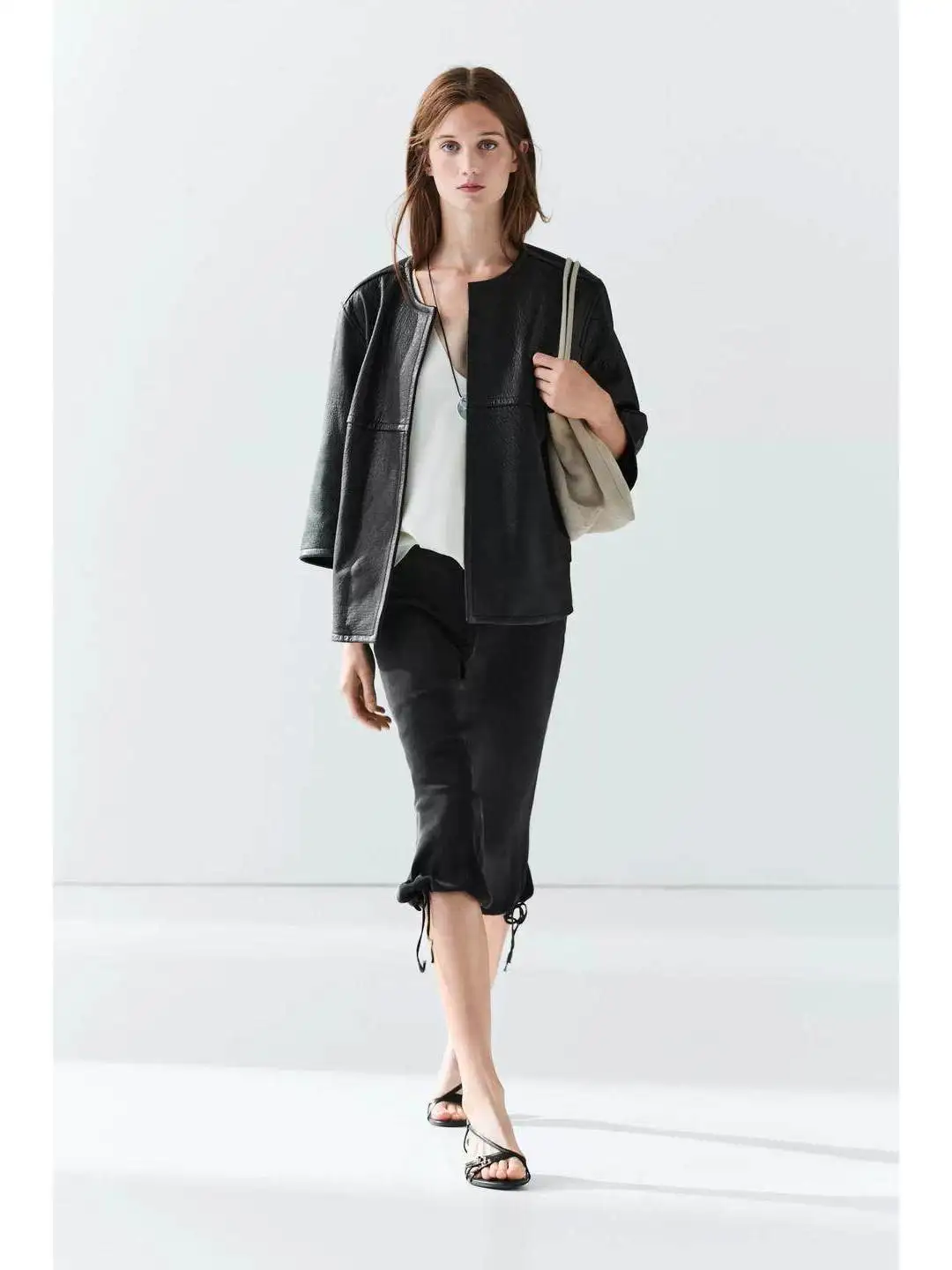 Casual Fashion Short Leather Jacket round Neck Summer Women's Clothing Functional Cool Sensation Casual Stylish round Neck Fa...