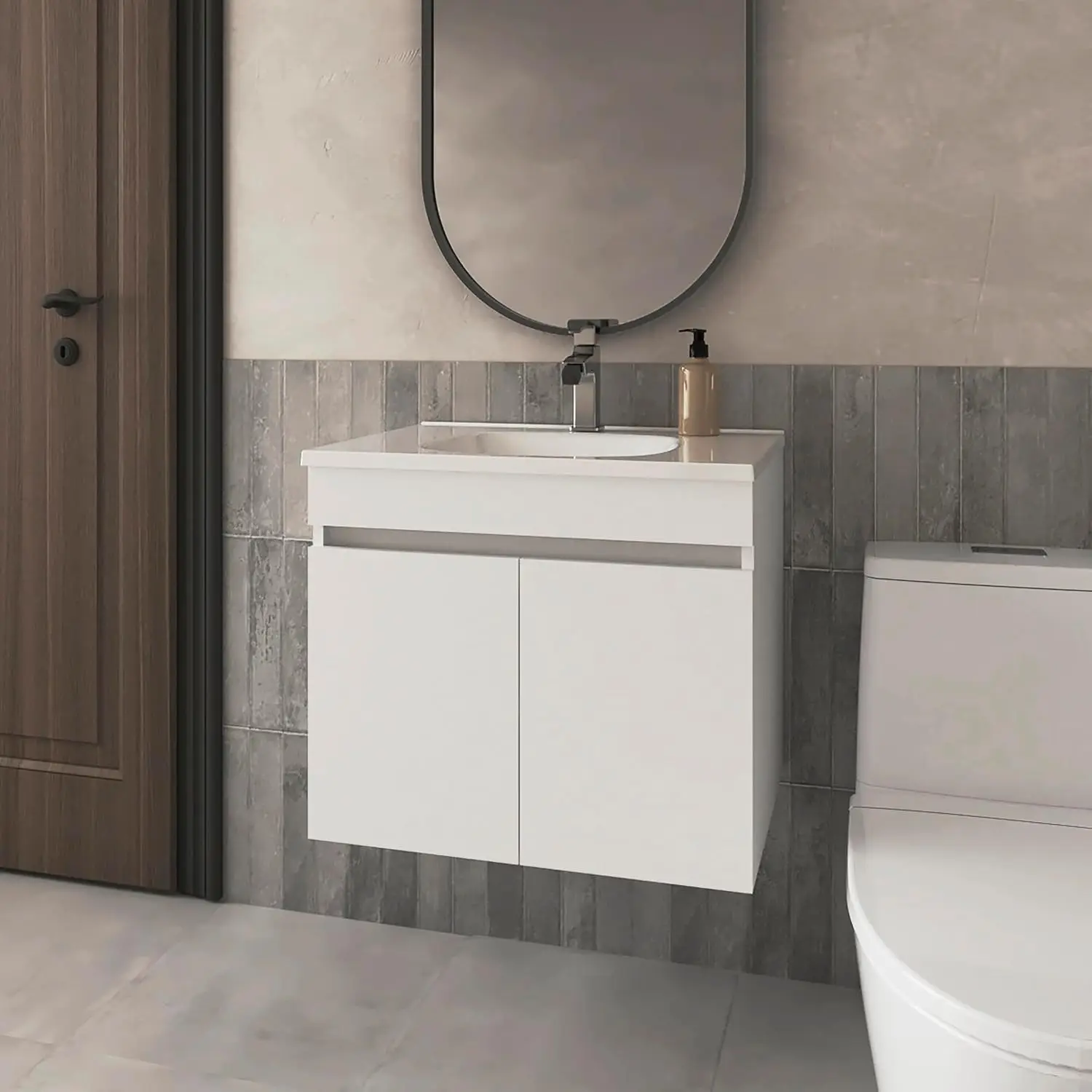 23 Inch White Bathroom Vanity Storage Cabinet with Internal Shelf, Customized