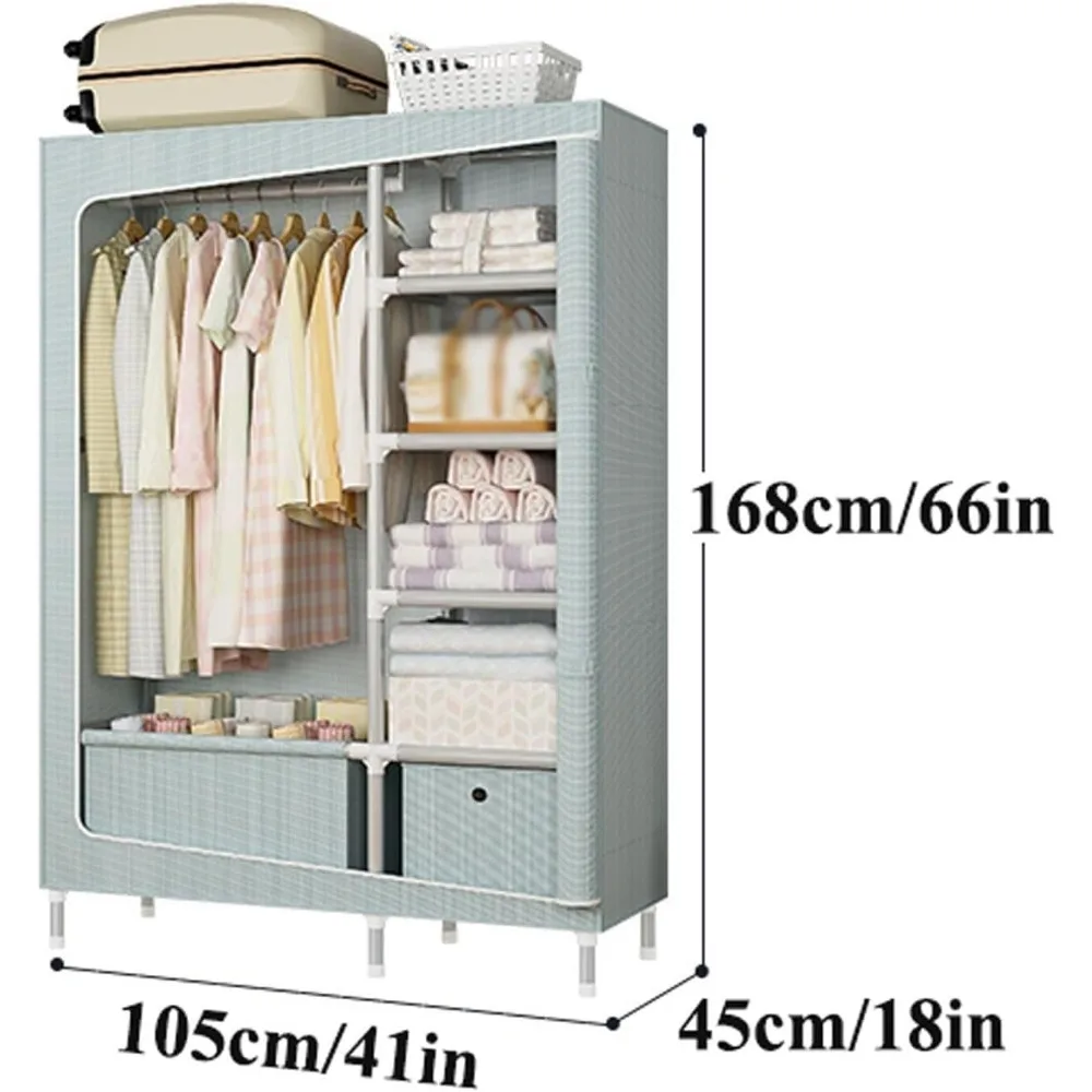 منظم خزانة فولاذي محمول لغرفة النوم - خزانة تخزين ملابس قابلة للتكديس بعرض 105 سم لتوفير مساحة فعالة #2