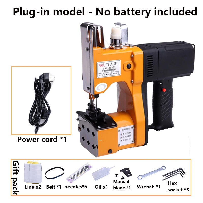 Bag Closer Machine Portable Sack Sewing Machine and Handheld Electric Industrial Sealing Machine for Woven Bag