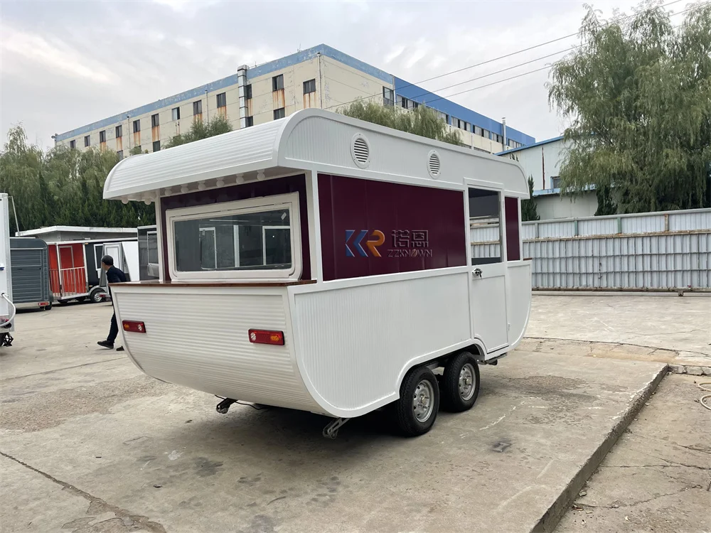 Food Trailer Mobile Hot Dog Pizza Kiosk Custom Fully Kitchen Equipments Fast Food Truck Van Ice Cream Snack Cart For Sale