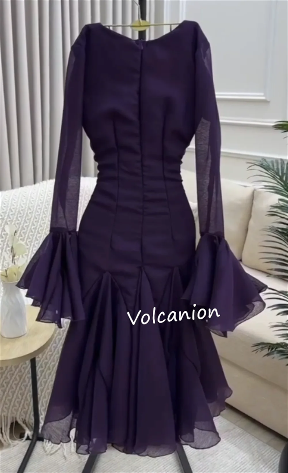 Customized Jersey Button Ruched A-line O-Neck Midi Dresses Bespoke Occasion Prom Party Classic Simple Elegant