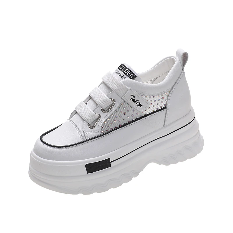 2022 Summer Women High Platform Bling Casual Shoes 8CM Comfortable Wedges Chunky Sneakers Breathable Mesh Sport Dad Shoes Woman