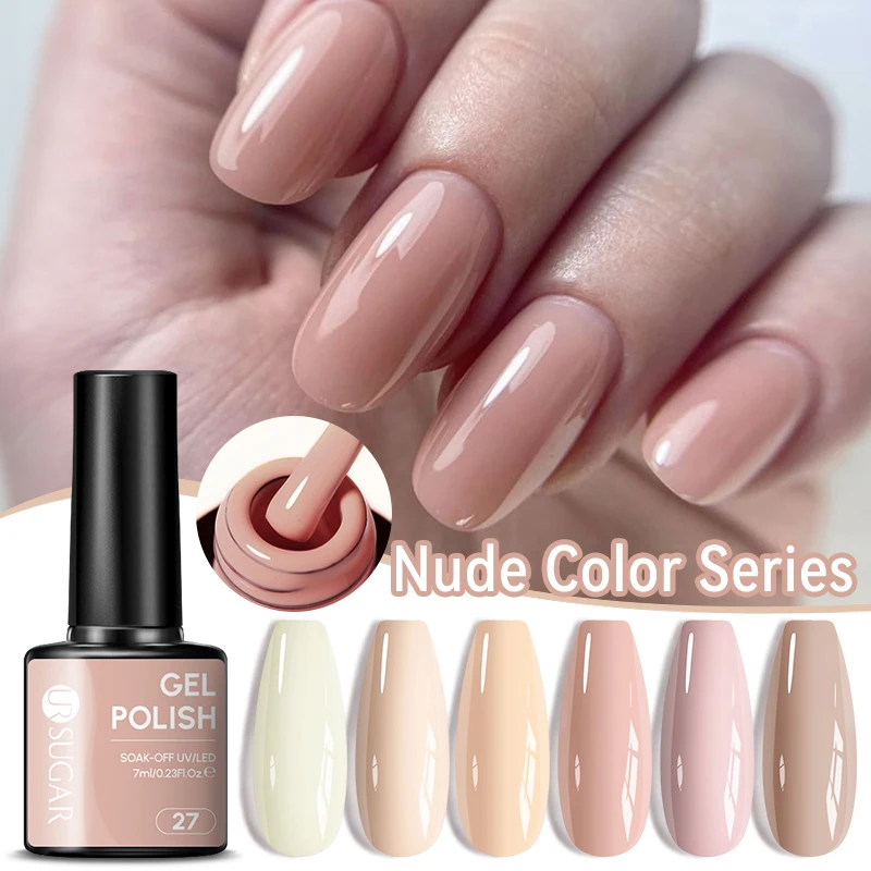 UR SUGAR 1/6 Stück 7ML Nude Farb-Gel-Nagellack, semi-permanent, ablösbar, LED UV Gel-Lack, Nagelzubehör für Nagelkunst