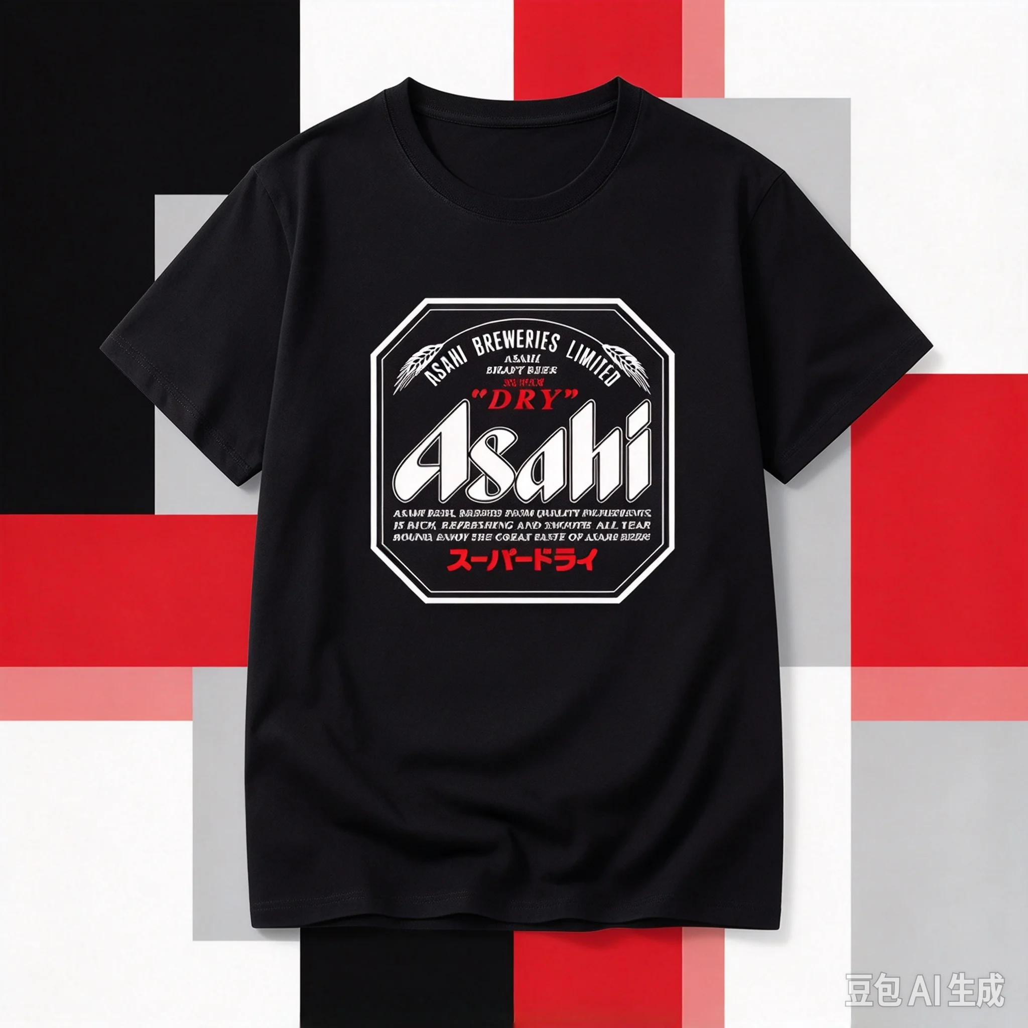 2026 Unisex Vintage Japanese Beer Inspired Print Cotton T-shirt Short Sleeve O-neck Soft Breathable Daily Wear Tee