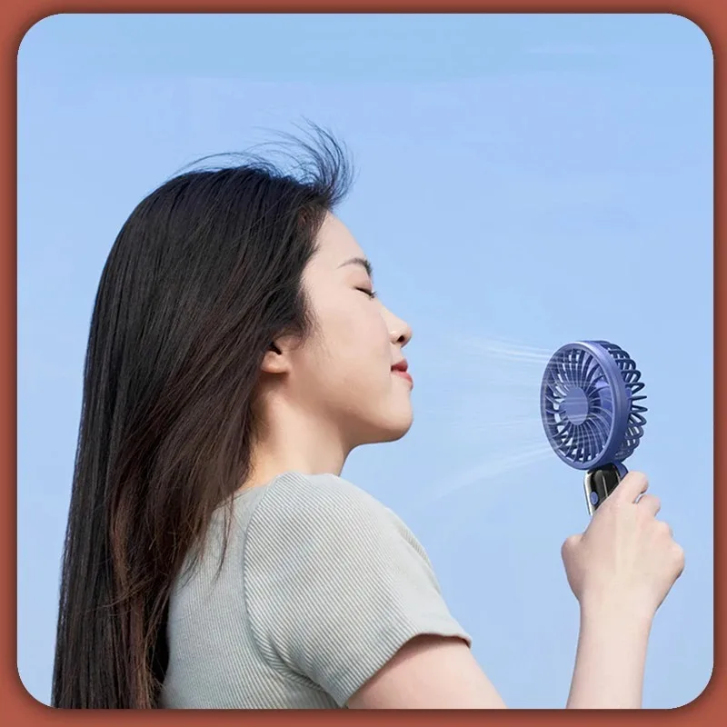 Mini Portable Handheld Fan: LED Display, 3-Speed Strong Wind, Fan Rechargeable Portable, Sleek Design for Travel/Camping/Office