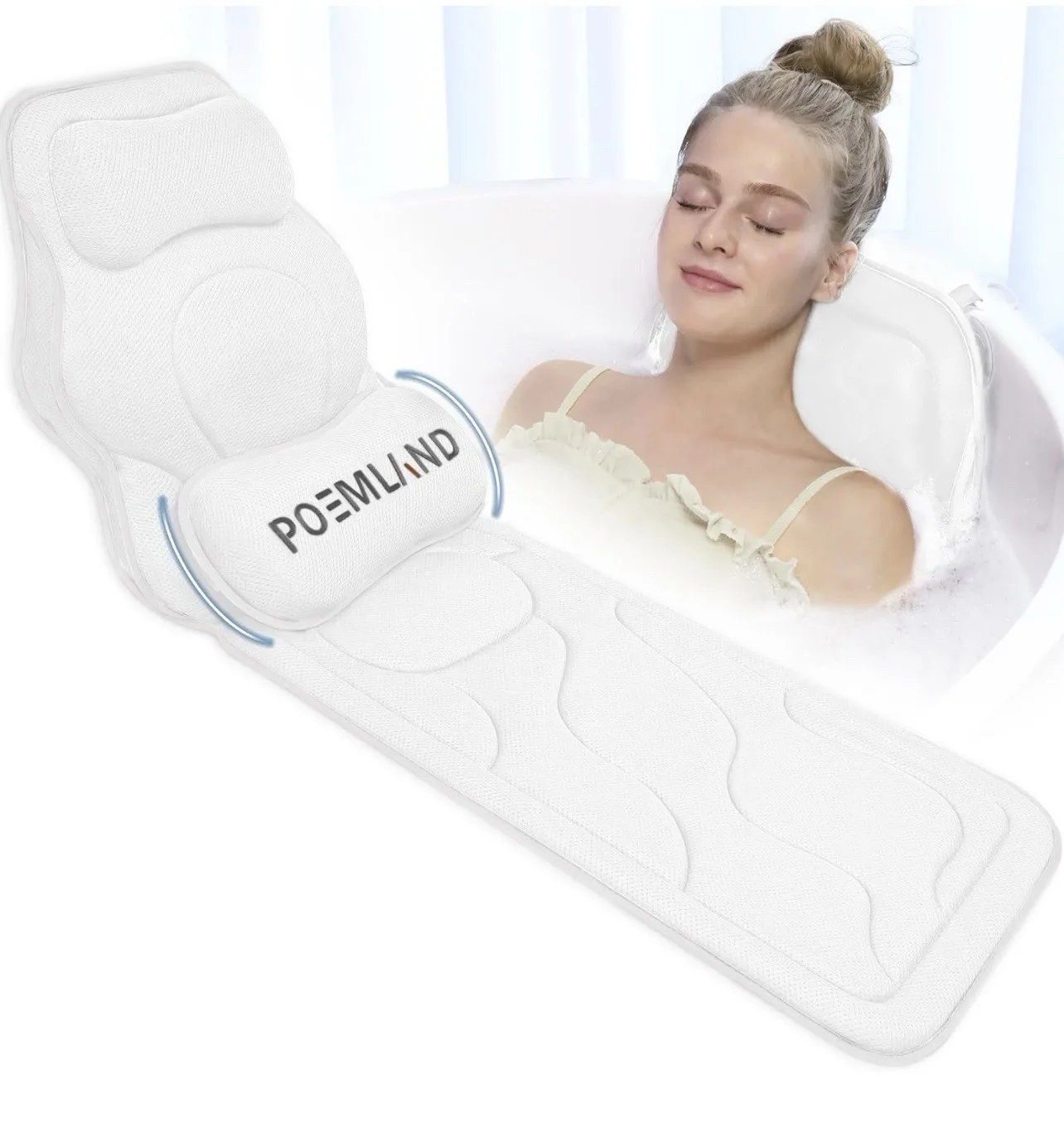 

Подушка для ванны Poemland с поясничной подушкой, регулируемая, белая, новая