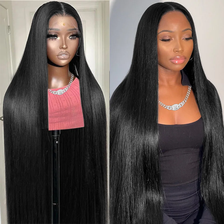 30 40 Inch 13x4 13x6 HD Transparent Bone Straight Lace Front Wigs 220 Density Brazilian Human Hair Wigs For Women Choice